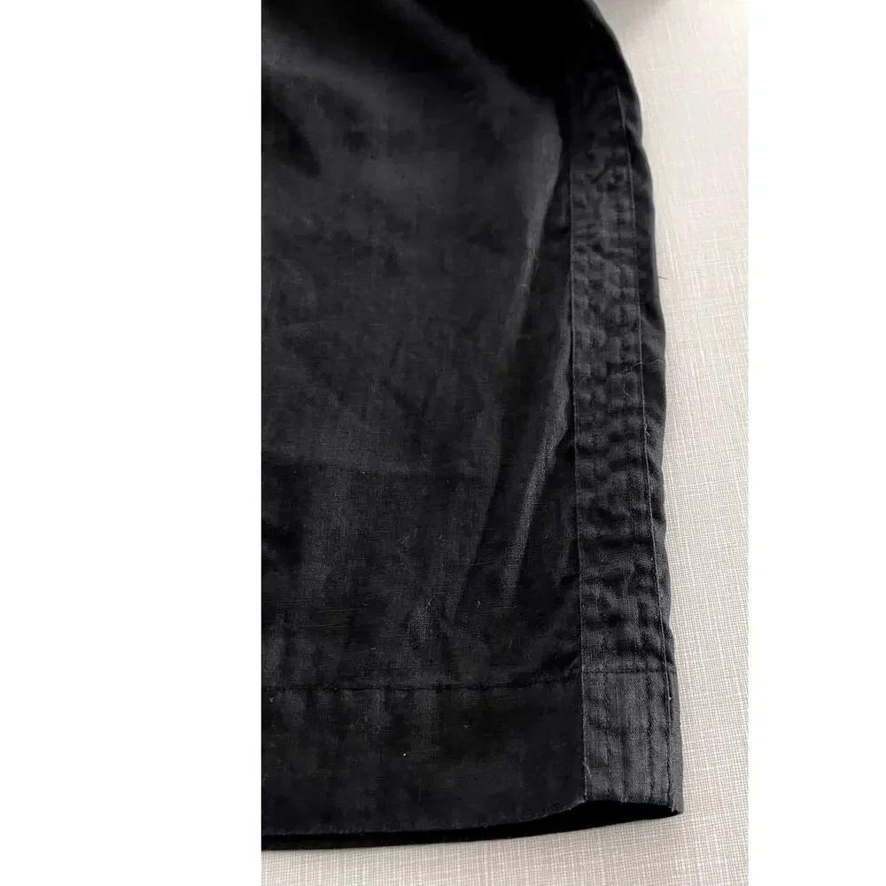 Quince Sz M Wide Leg Linen Pants Black Elastic Breezy Vacation Travel Relaxed - Picture 12 of 16
